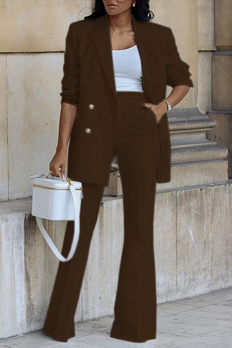 Variant image for Elegant To-delt Blazer Sæt Dame med Dobbelte Knapper og Flatterende Design-30