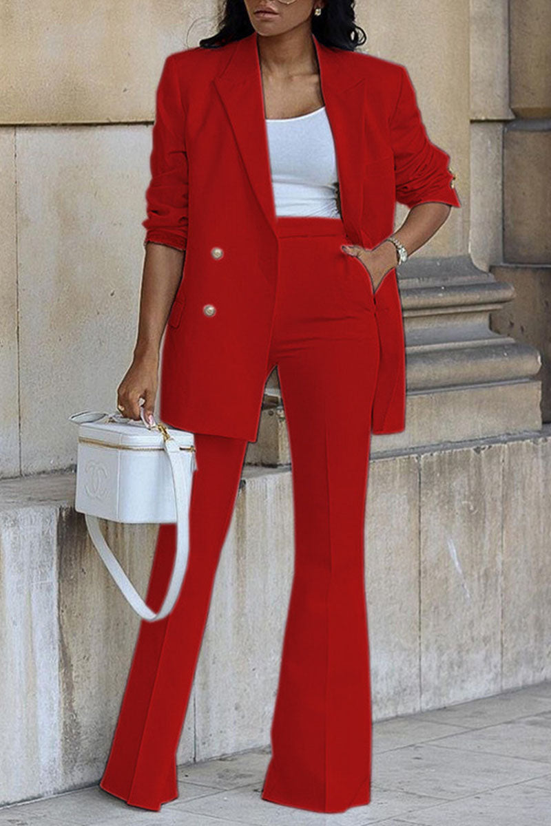 Variant image for Elegant To-delt Blazer Sæt Dame med Dobbelte Knapper og Flatterende Design-13