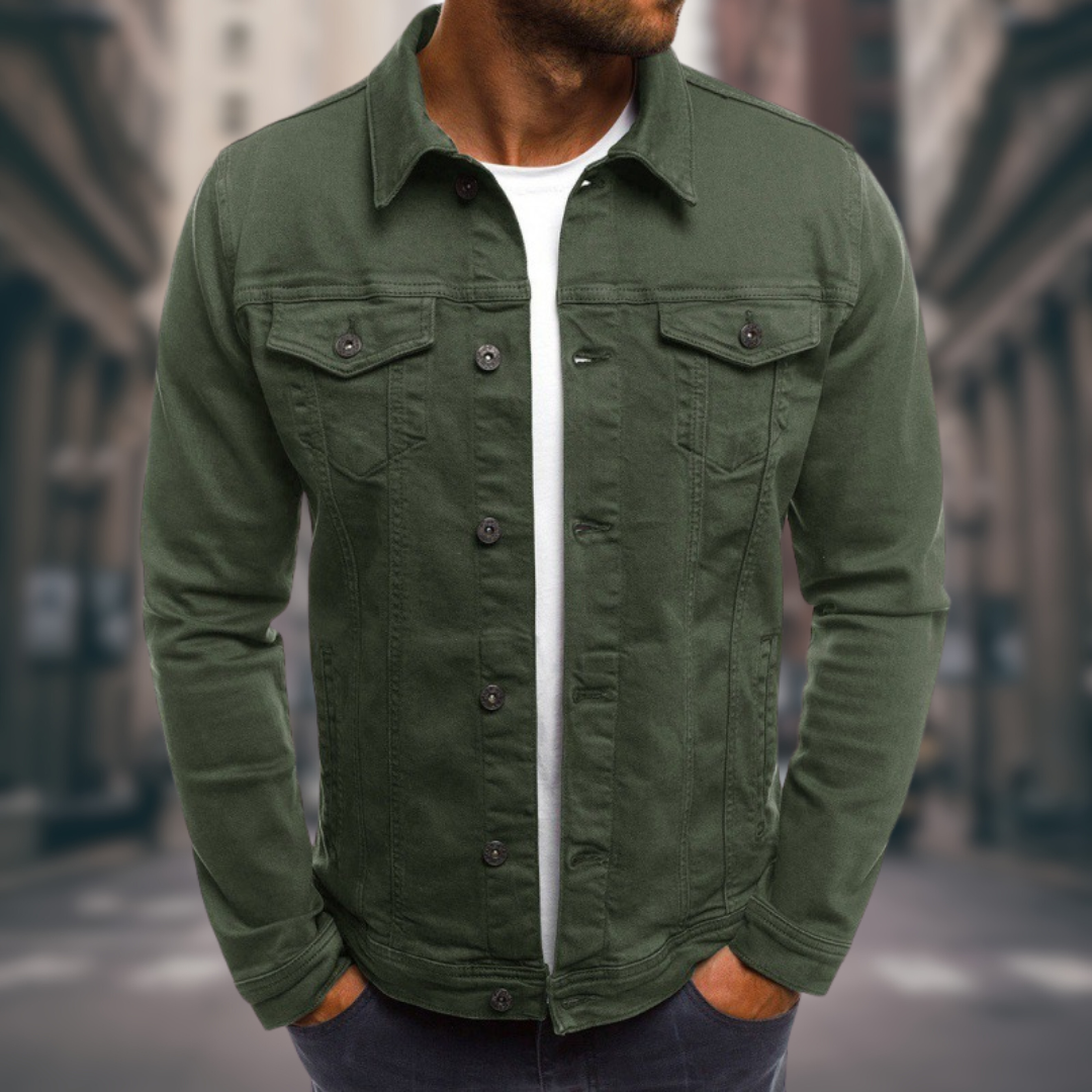 Giacomo - Herre Denim Jakke med Skræddersyet Pasform og Moderne Detaljer