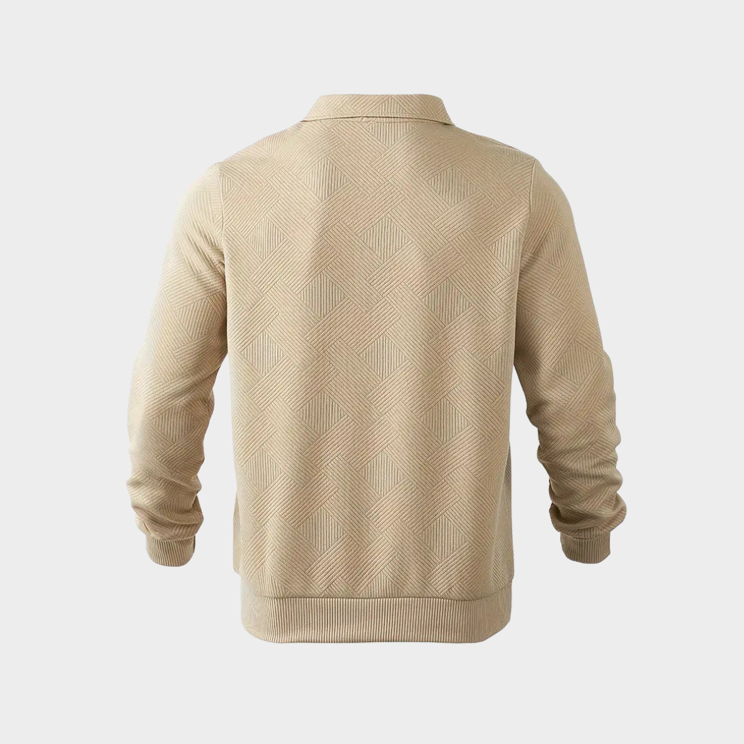 Victor - Geometrisk Print Sweater Med Kvarte Zip, Varm Og Åndbar-3