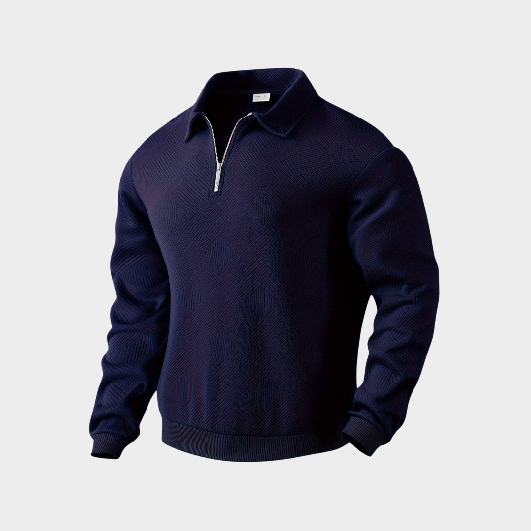 Variant image for Victor - Geometrisk Print Sweater Med Kvarte Zip, Varm Og Åndbar-19