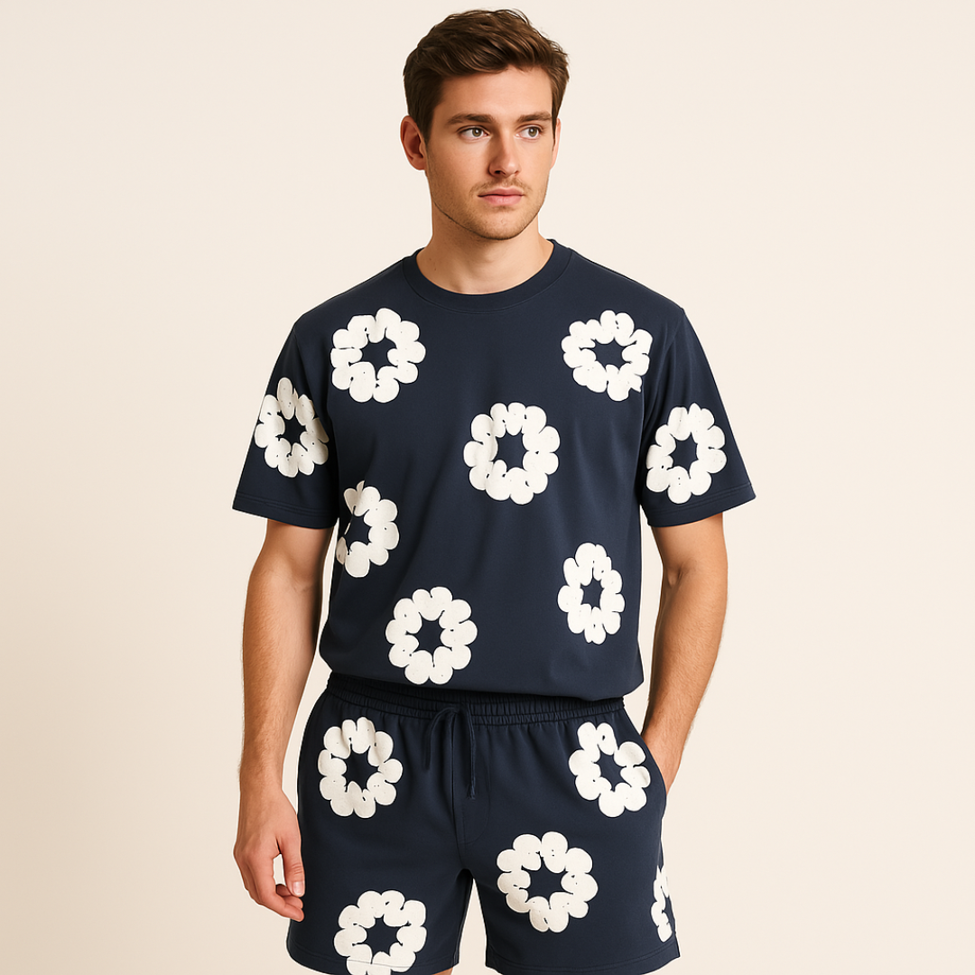 Variant image for Loravelle - Unisex Katoenen T-shirt og Shorts Sæt med Blomsterprint-31