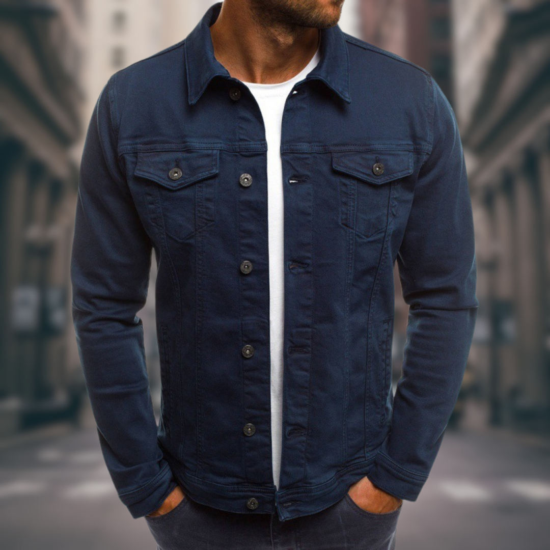 Giacomo - Herre Denim Jakke med Skræddersyet Pasform og Moderne Detaljer