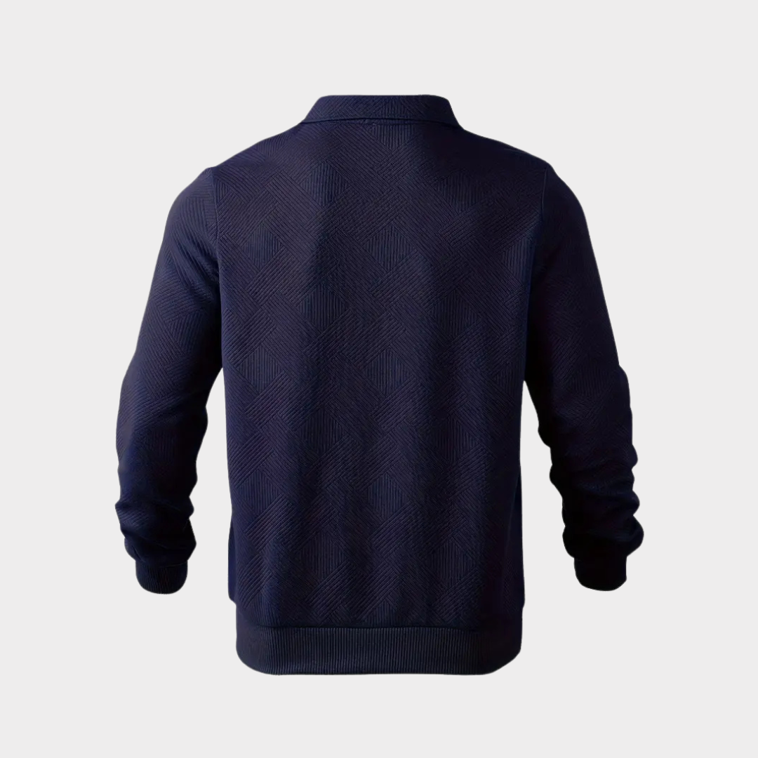 Victor - Geometrisk Print Sweater Med Kvarte Zip, Varm Og Åndbar-5
