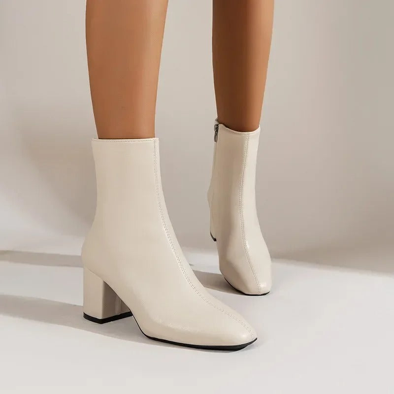 Charline - Elegante Enkellaarsjer til Damer med Komfortabel Blokhæle-5