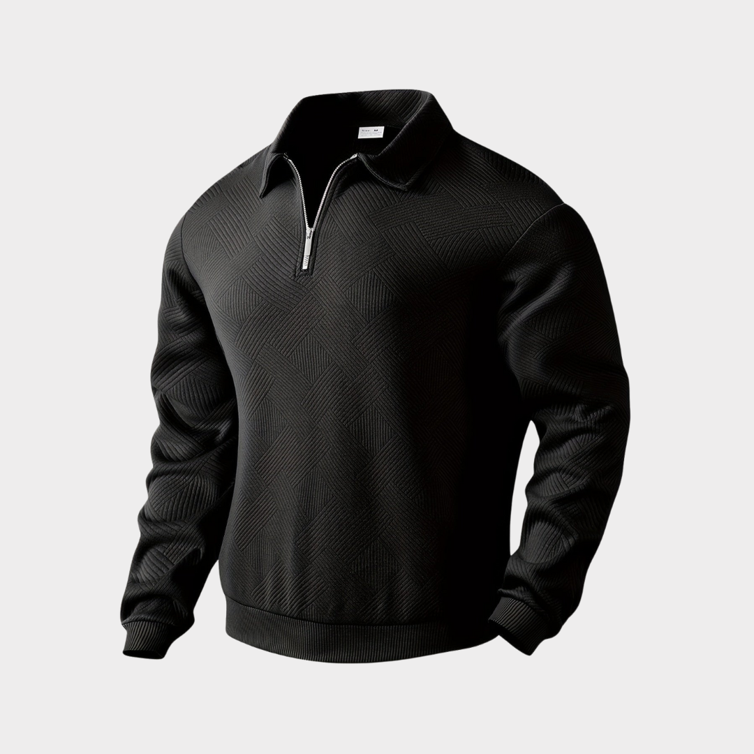Variant image for Victor - Geometrisk Print Sweater Med Kvarte Zip, Varm Og Åndbar-1