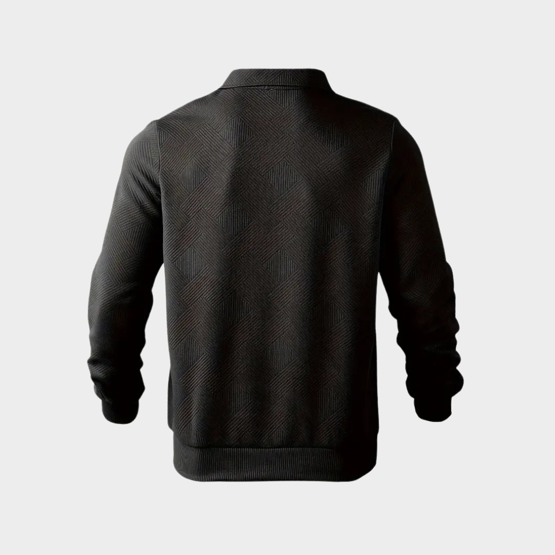 Victor - Geometrisk Print Sweater Med Kvarte Zip, Varm Og Åndbar-6