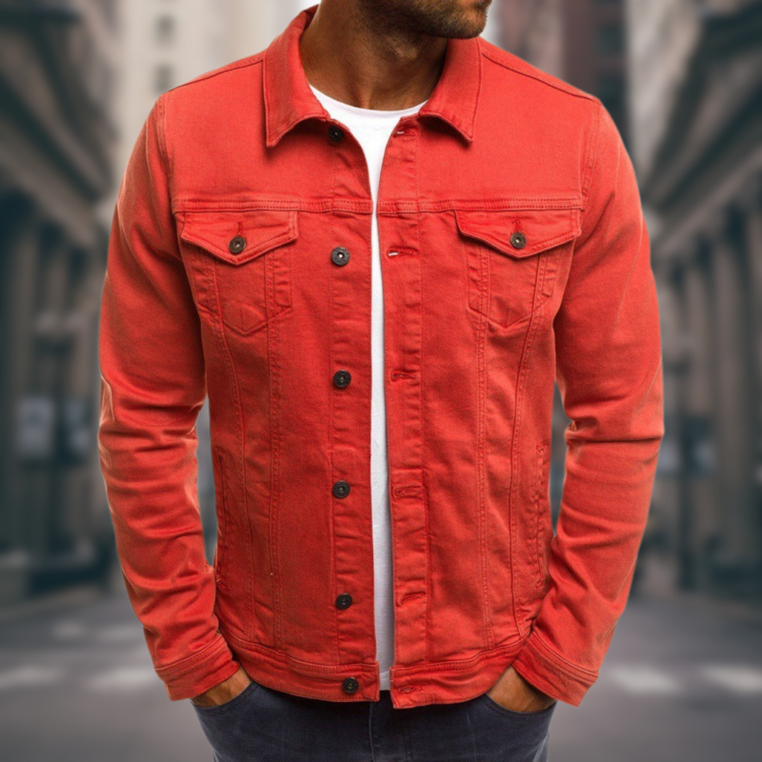 Giacomo - Herre Denim Jakke med Skræddersyet Pasform og Moderne Detaljer