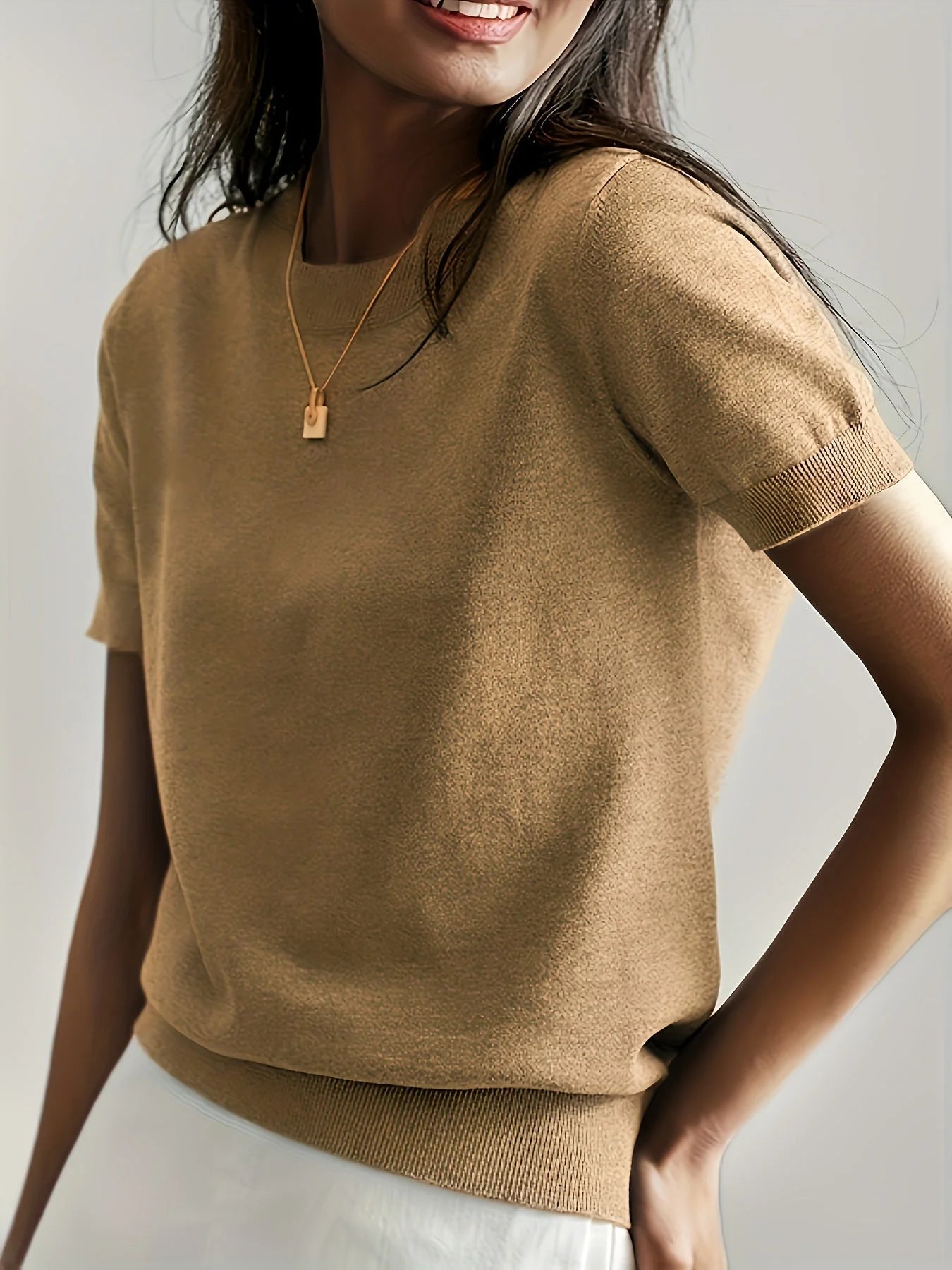 Casual Forårs Sweater - Åndbar, Komfortabel og Stilfuld med Korte Ærmer