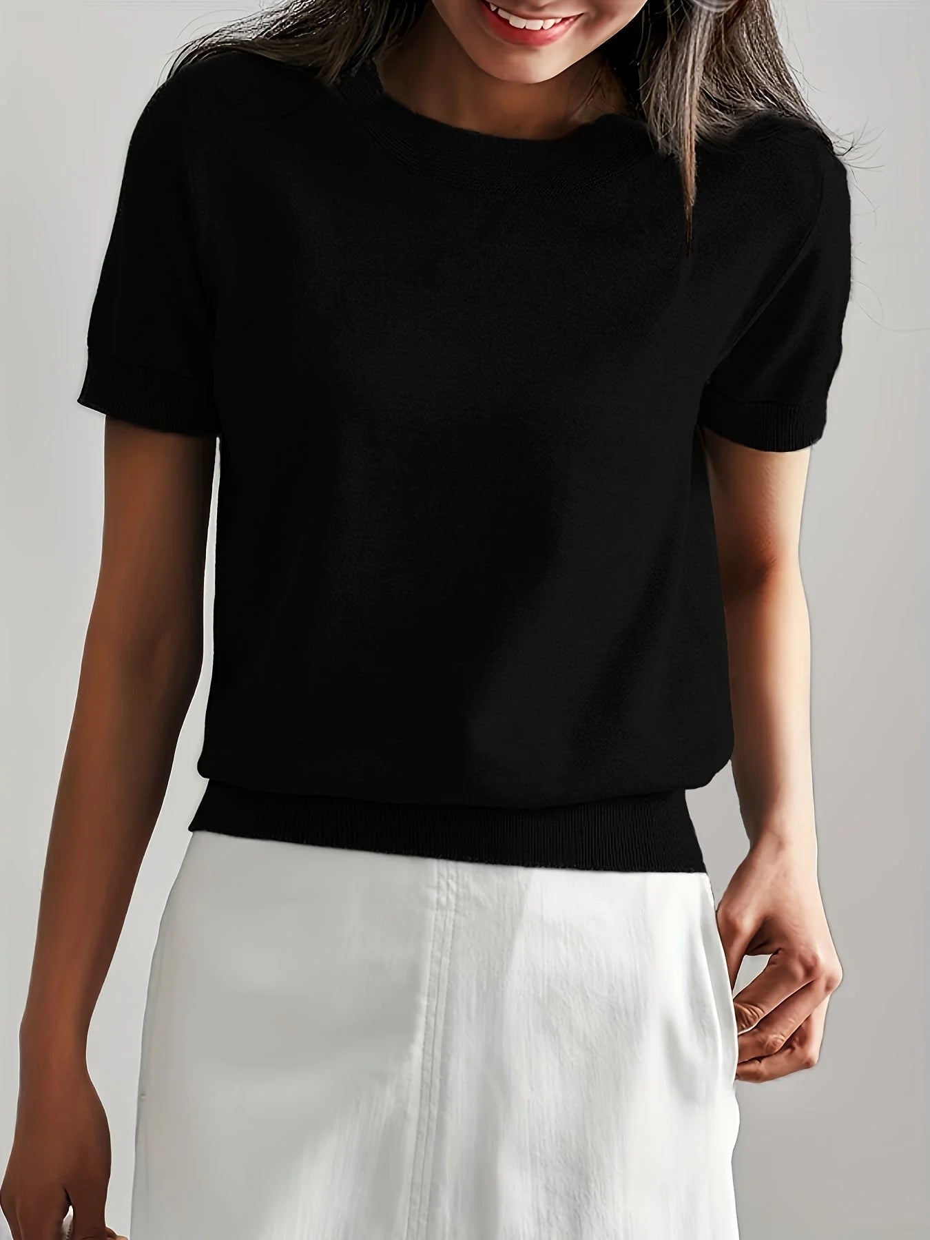 Casual Forårs Sweater - Åndbar, Komfortabel og Stilfuld med Korte Ærmer