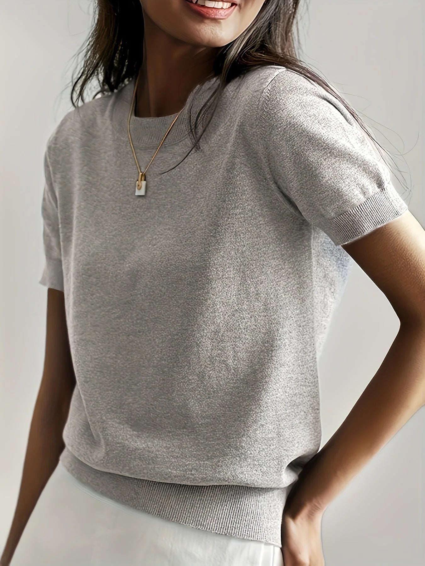 Casual Forårs Sweater - Åndbar, Komfortabel og Stilfuld med Korte Ærmer
