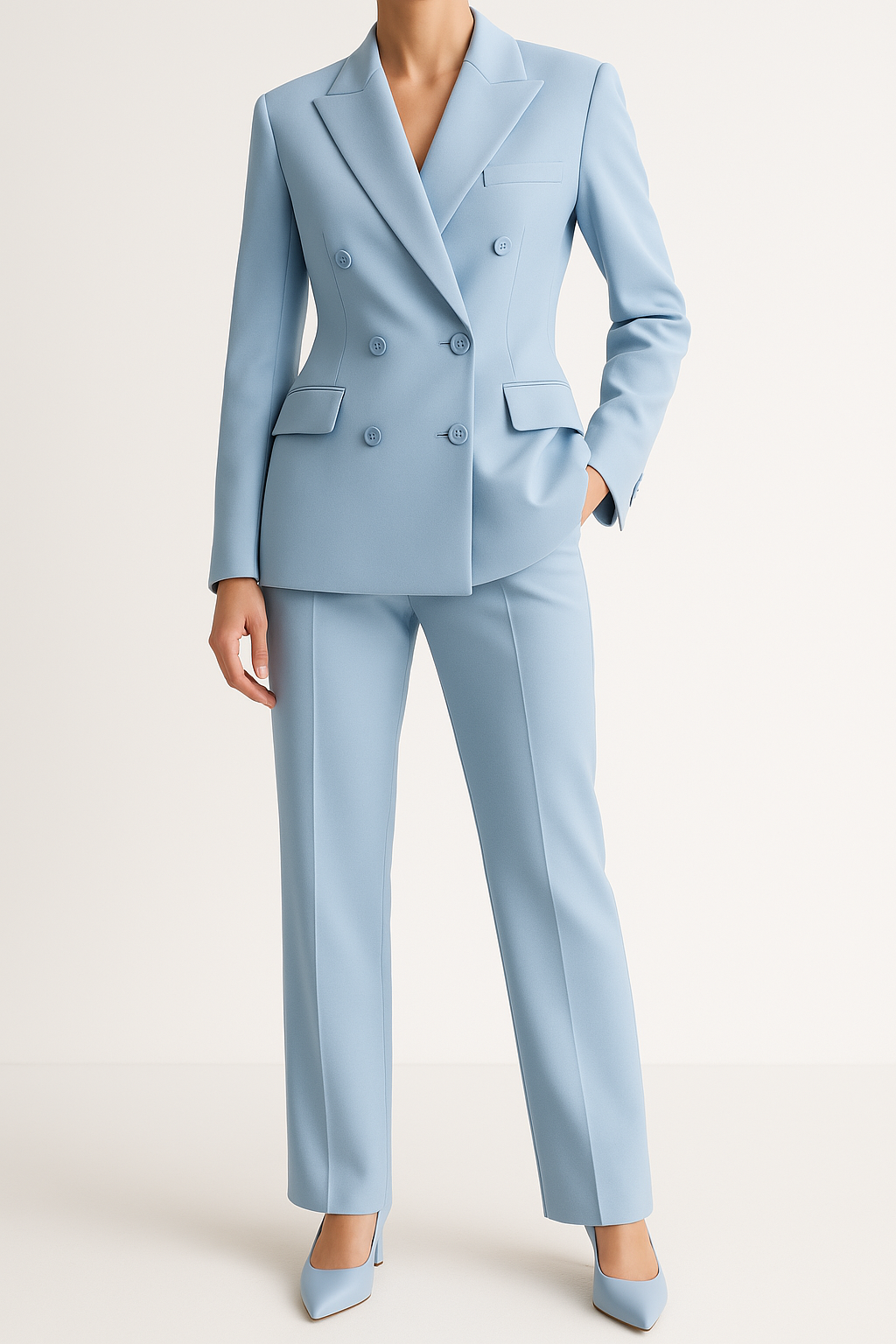 Elegant Kvinder Blazer Sæt Med Dobbeltknap Design - Flatterende Pasform, Komfortabelt Materiale