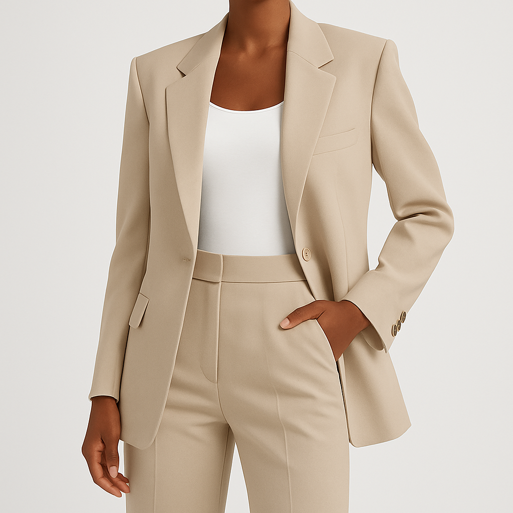Elegant Blazer Og Bukser Sæt Til Moderne Kvinder - Komfortabelt, Slankt Design