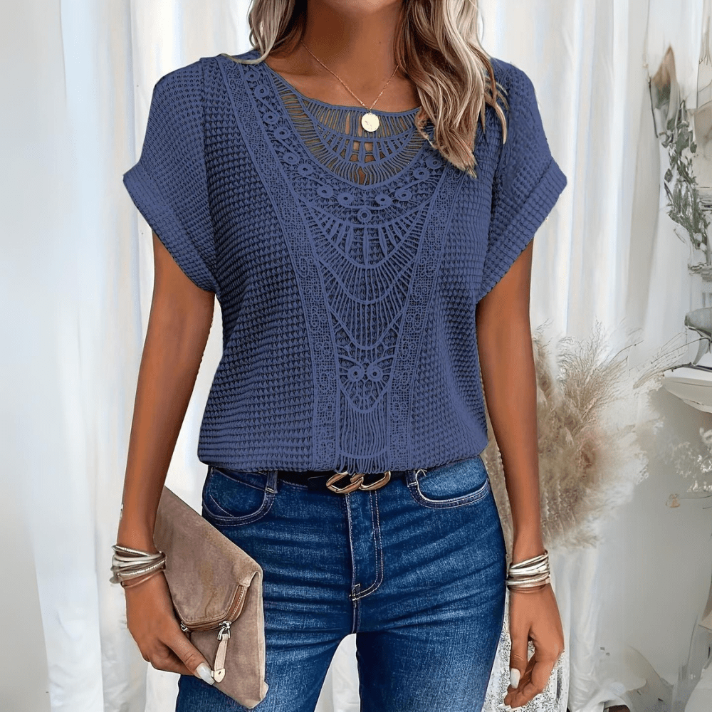 Karin - Elegant Bluse Med Blondedetaljer Til Kvinder, Let Og Åndbar Fashion