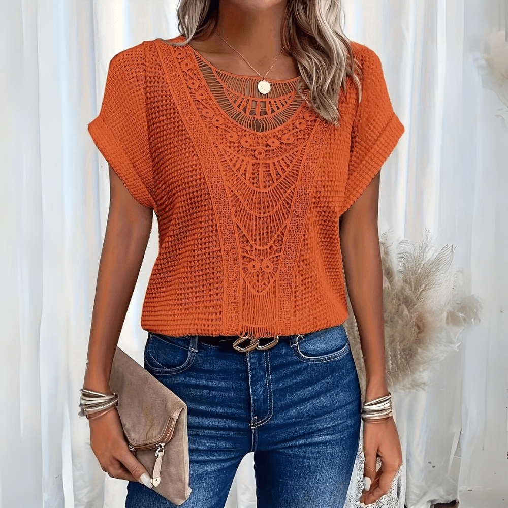 Karin - Elegant Bluse Med Blondedetaljer Til Kvinder, Let Og Åndbar Fashion