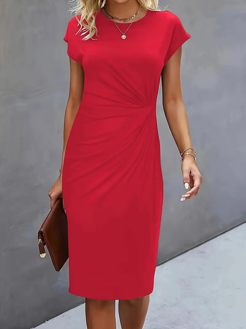 Katrien - Elegant Midi Kjole med Flatterende Pasform