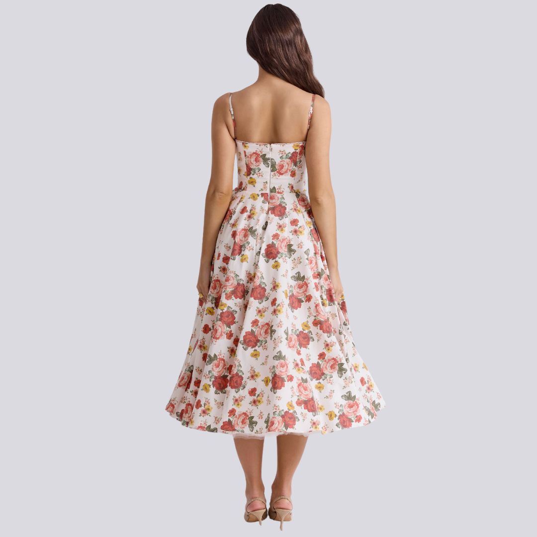 LOVA – V-hals Maxi Kjole med Elegant Fald