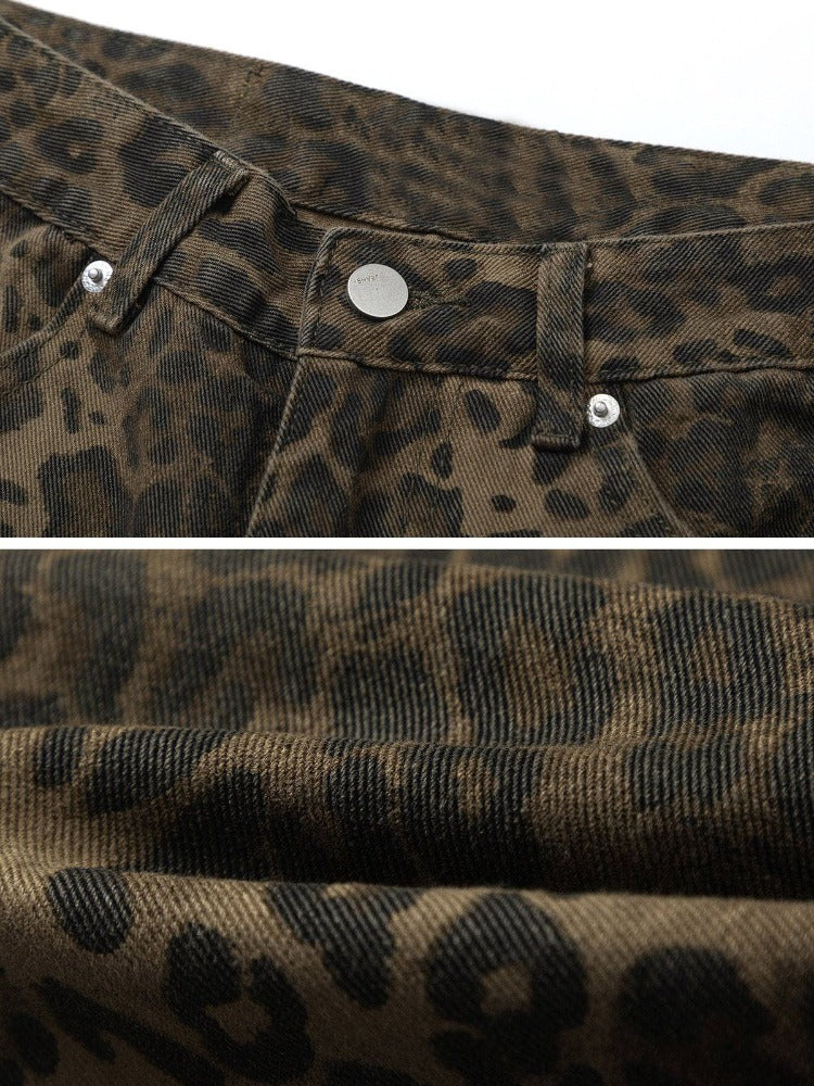 Leopardmønstrede Jeans med Komfortabel Pasform – Moderne Denim til Hverdag og Fest