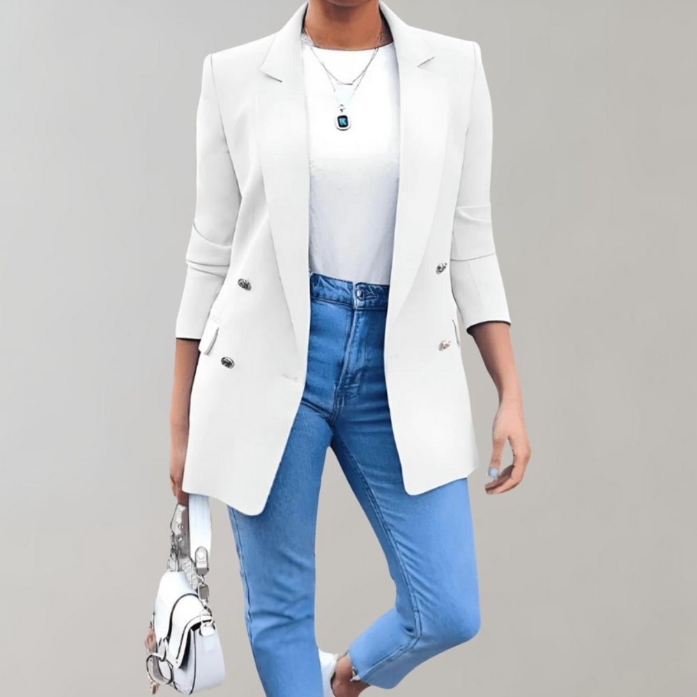DONNA – Mediumlang Blazer til Kvinder med Elegant Snit og Klassisk Krave