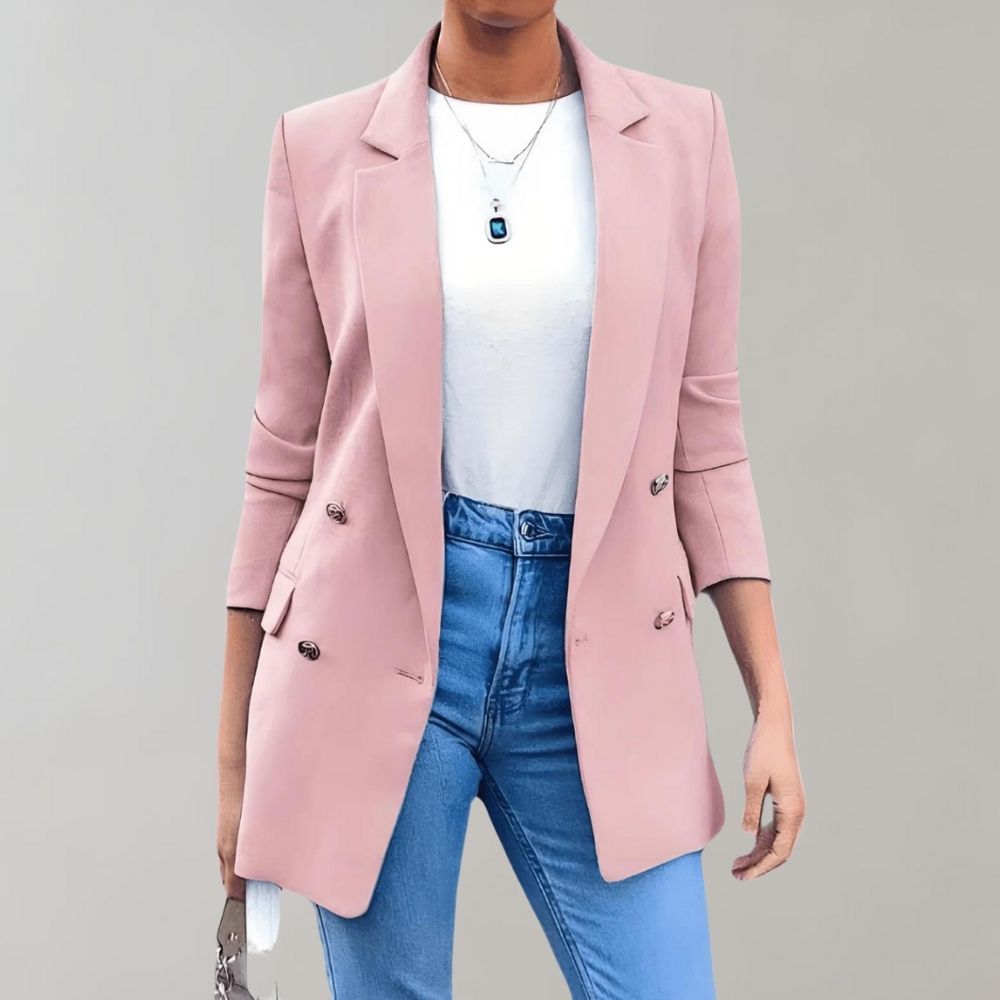 DONNA – Mediumlang Blazer til Kvinder med Elegant Snit og Klassisk Krave