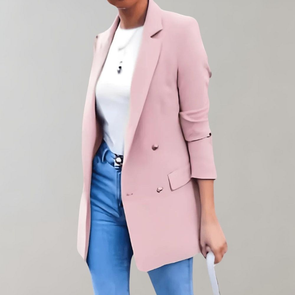 DONNA – Mediumlang Blazer til Kvinder med Elegant Snit og Klassisk Krave