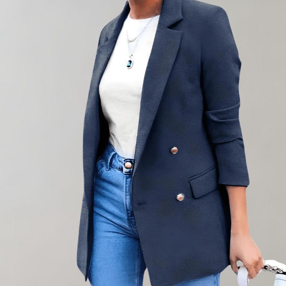 DONNA – Mediumlang Blazer til Kvinder med Elegant Snit og Klassisk Krave