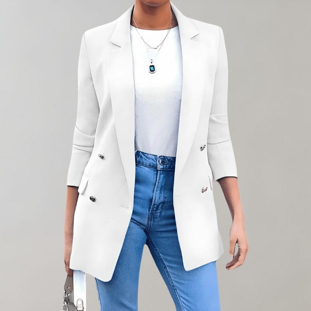 DONNA – Mediumlang Blazer til Kvinder med Elegant Snit og Klassisk Krave
