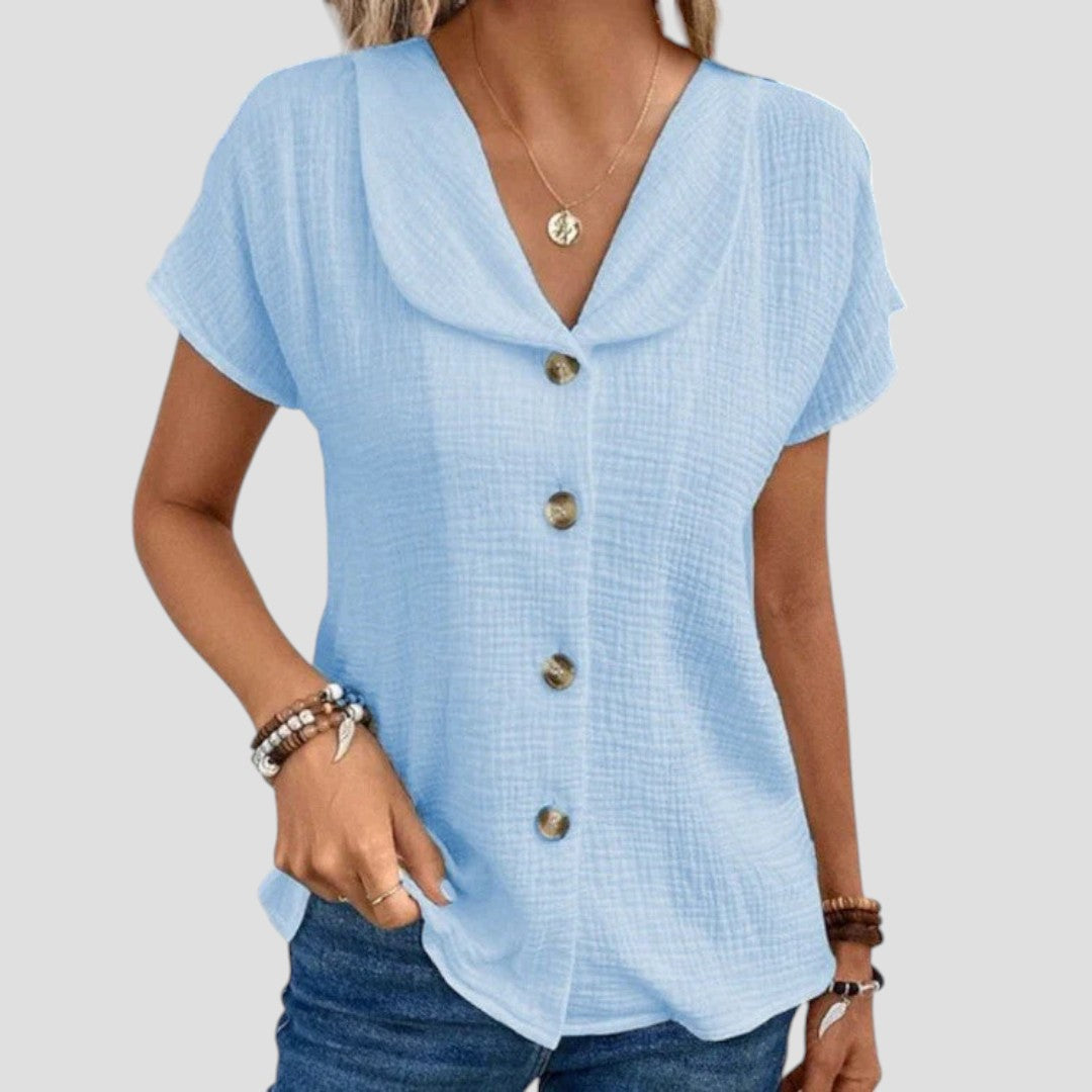 Elena - Elegant Bluse i Åndbart Materiale til Komfort og Stil