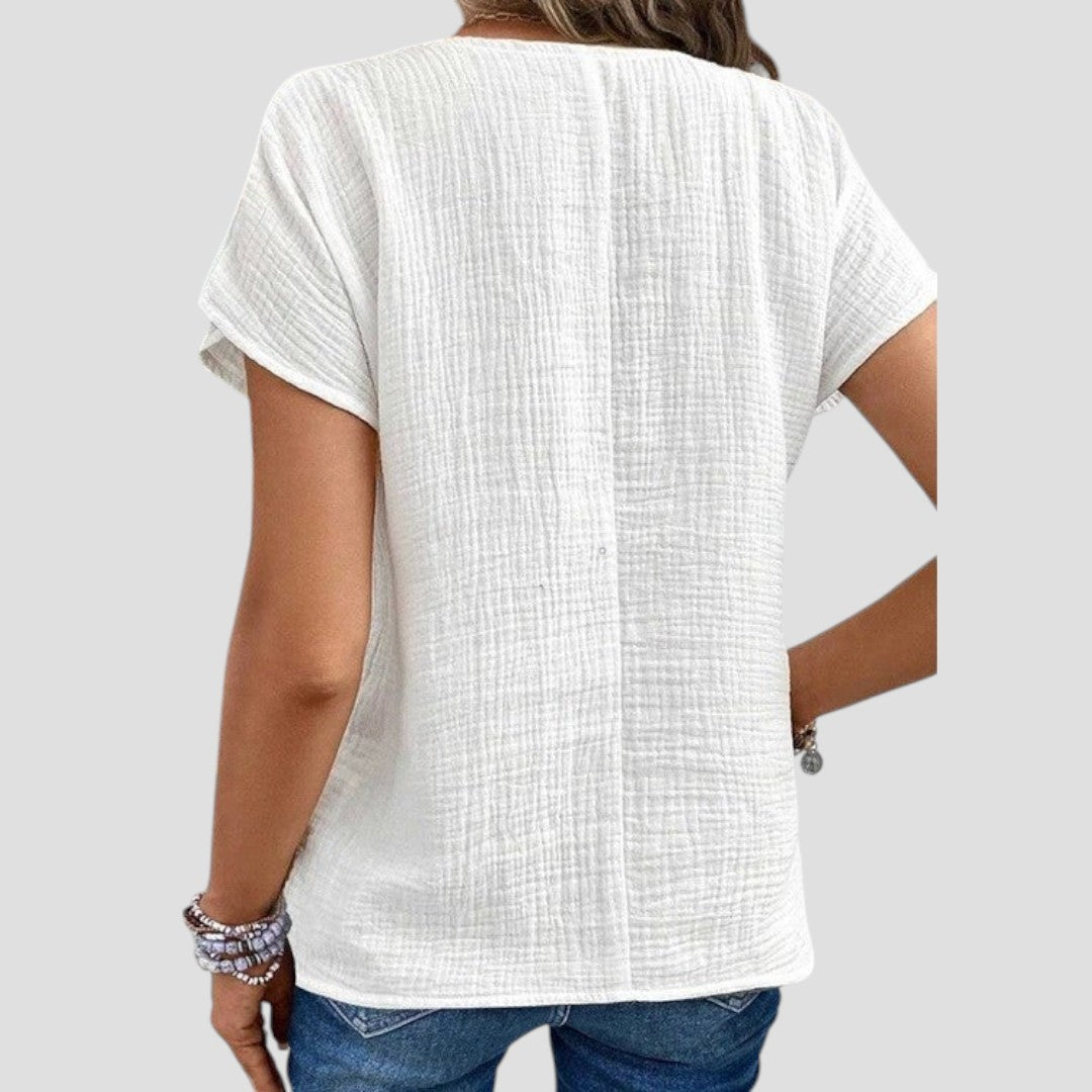 Elena - Elegant Bluse i Åndbart Materiale til Komfort og Stil