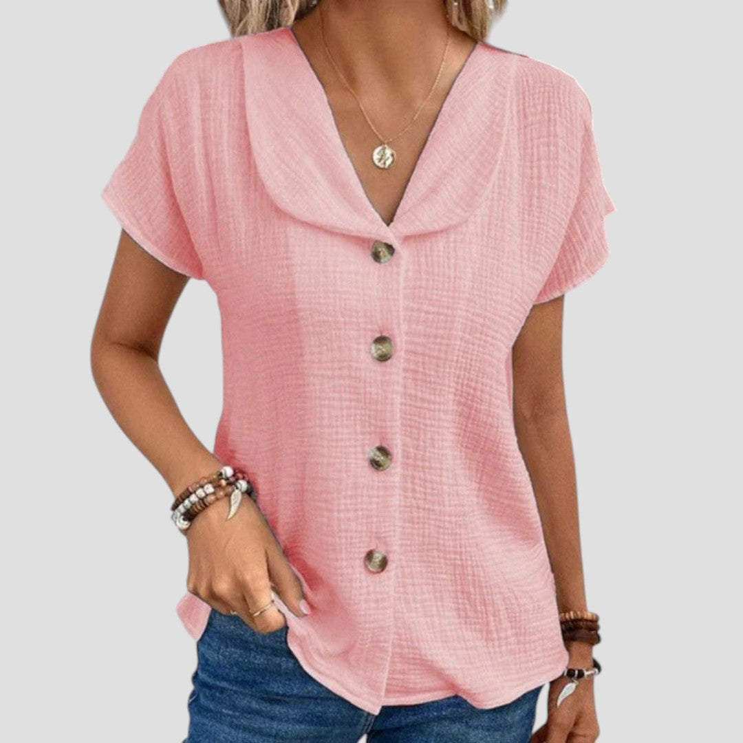 Elena - Elegant Bluse i Åndbart Materiale til Komfort og Stil