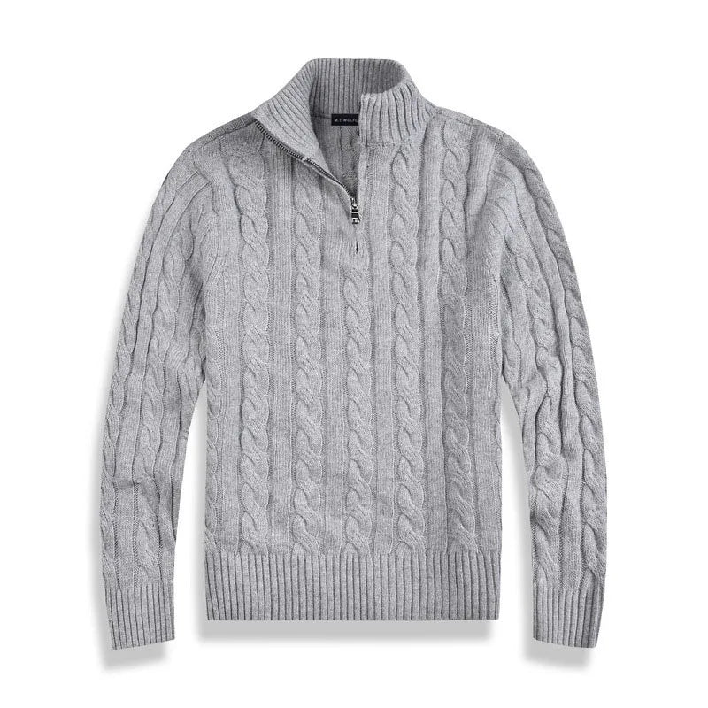 Variant image for Castello - Halvzip Trøje i Kvalitetsbomuld med Høj Krave og Ribkanter-1