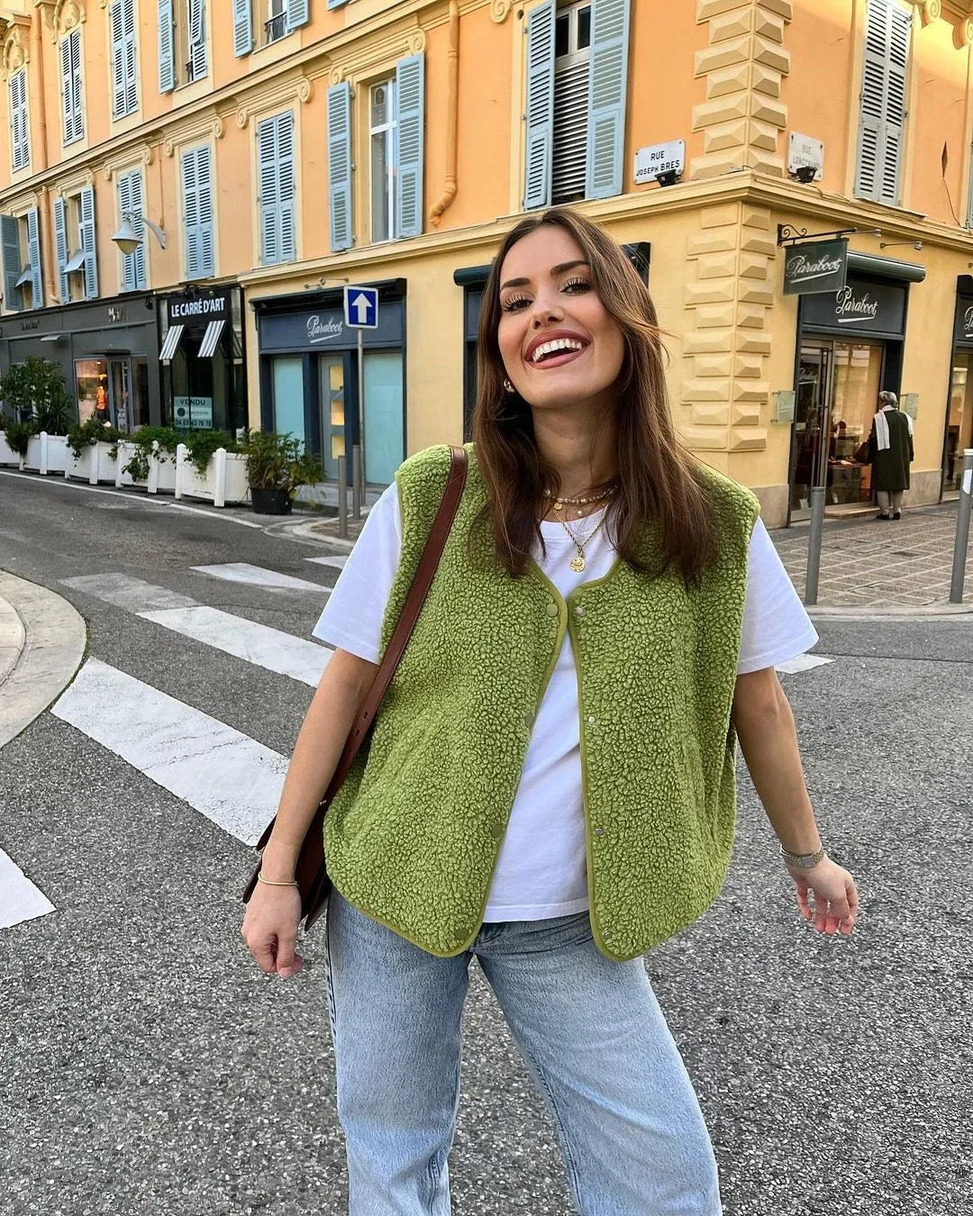 MIRA - Højkvalitets Fleece Vest i Blødt Sherpa-Stof med Oversized Pasform