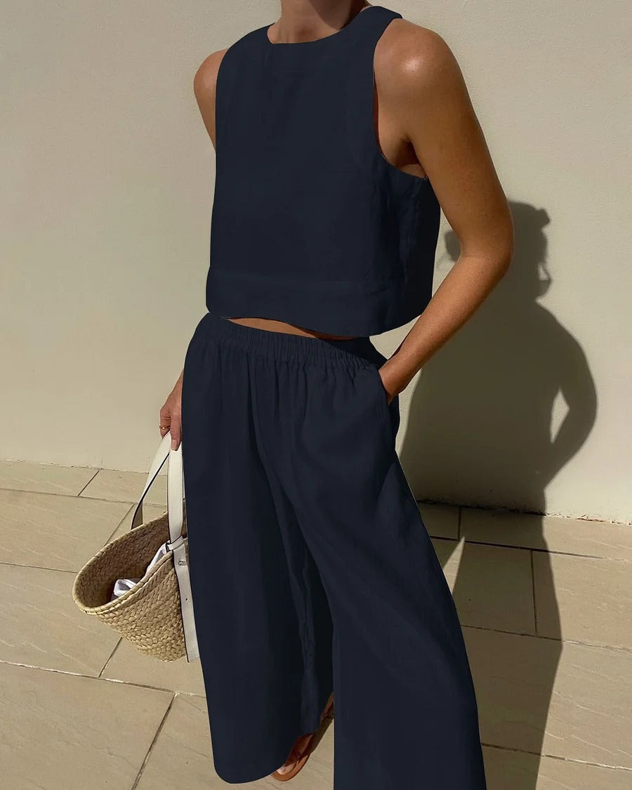 Variant image for Elegant Linnen To-Delt Outfit Til Damer - Letvægts, Åndbar, Bæredygtig Sommerstil-19