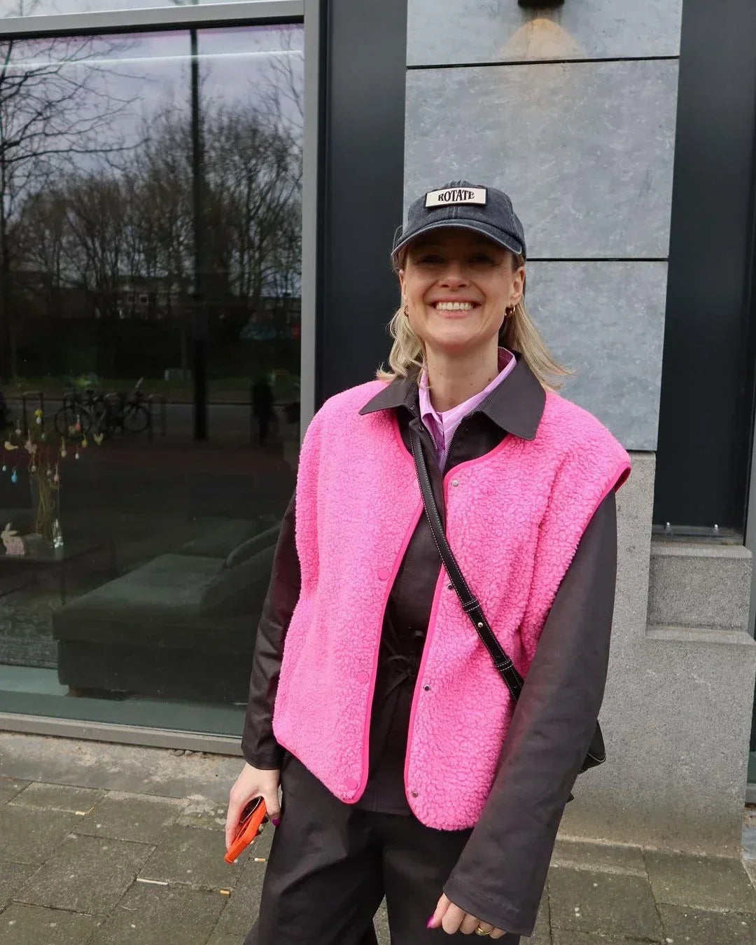 MIRA - Højkvalitets Fleece Vest i Blødt Sherpa-Stof med Oversized Pasform