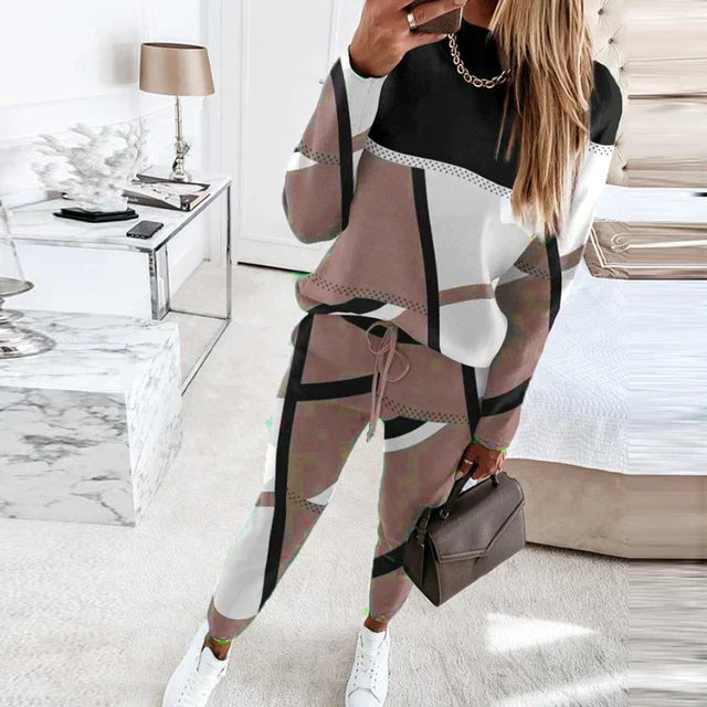 Variant image for Elegant Geometrisk Loungewear Sæt til Kvinder - Komfortabelt 2-delt Outfit-19