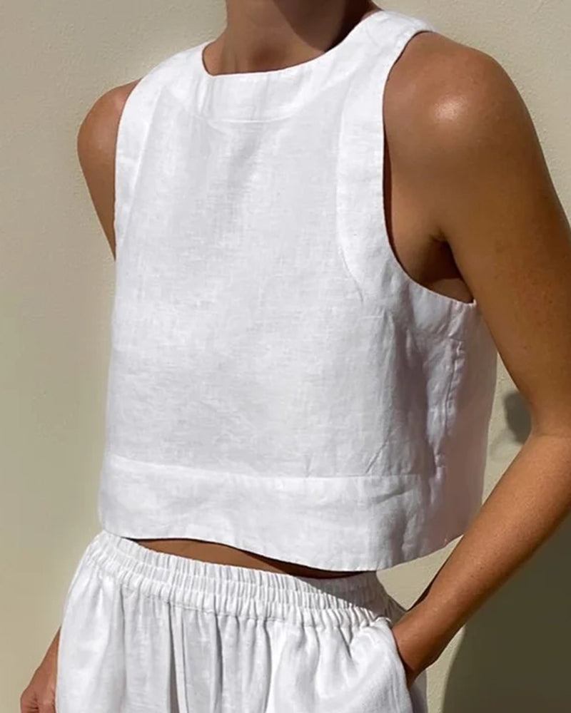 Elegant Linnen To-Delt Outfit Til Damer - Letvægts, Åndbar, Bæredygtig Sommerstil