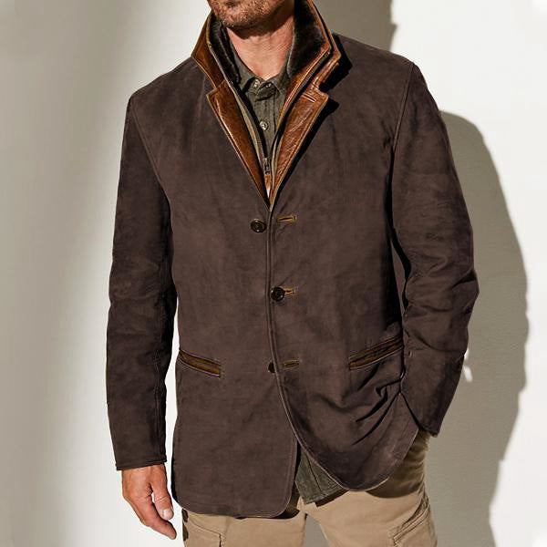 Variant image for Premium Suede Herre Jakke med Lædertrim - Struktureret Pasform og Klassisk Design-11
