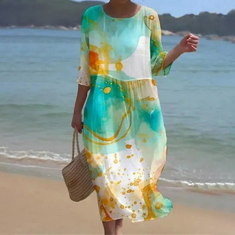 Laura - Elegant Blomsterkjole Med Chic Print Og Åndbar Komfort