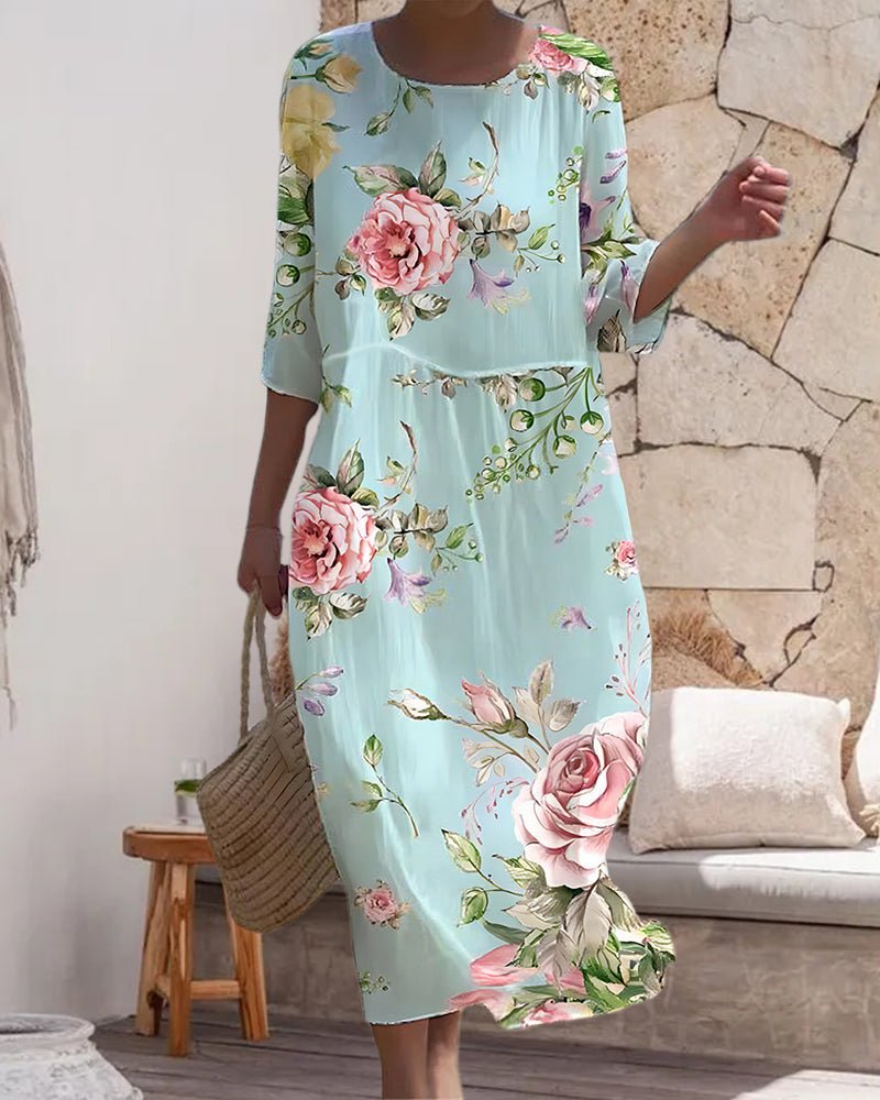 Laura - Elegant Blomsterkjole Med Chic Print Og Åndbar Komfort