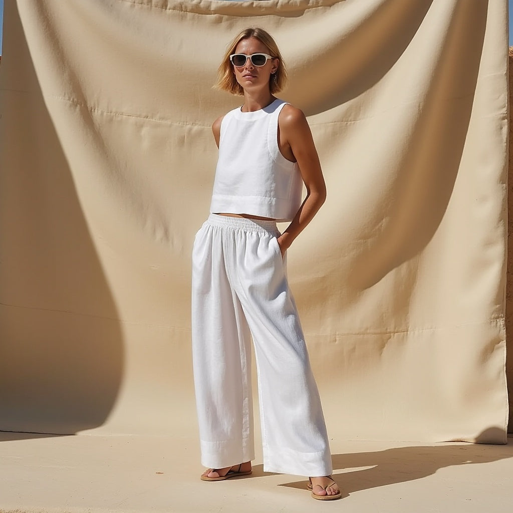 Variant image for Elegant Linnen To-Delt Outfit Til Damer - Letvægts, Åndbar, Bæredygtig Sommerstil-7