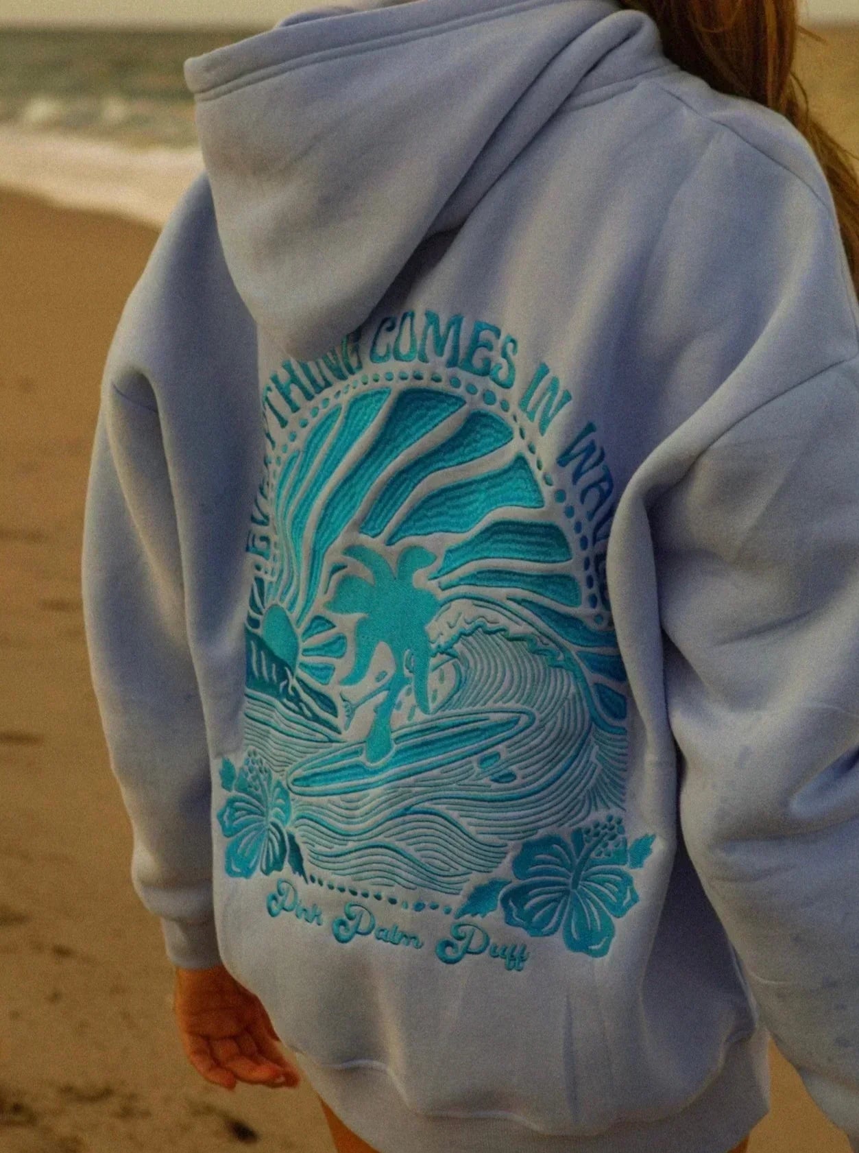 Strandinspireret Oversized Hættetrøje til Kvinder - Komfortabel og Trendy Bølgedesign-2