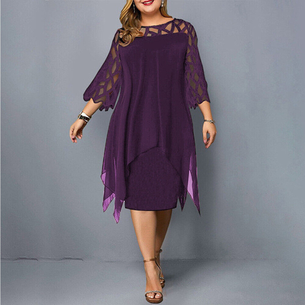 Variant image for Elegant Plus Size Midi Kjole - Flatterende Festkjole Til Bryllup og Fest-1