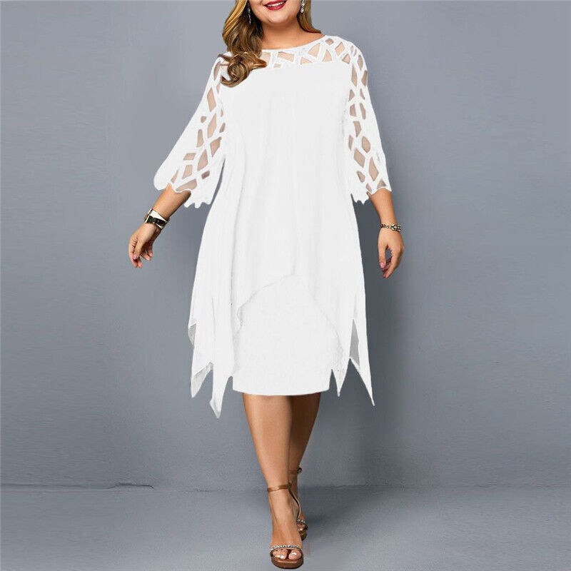 Elegant Plus Size Midi Kjole - Flatterende Festkjole Til Bryllup og Fest-5