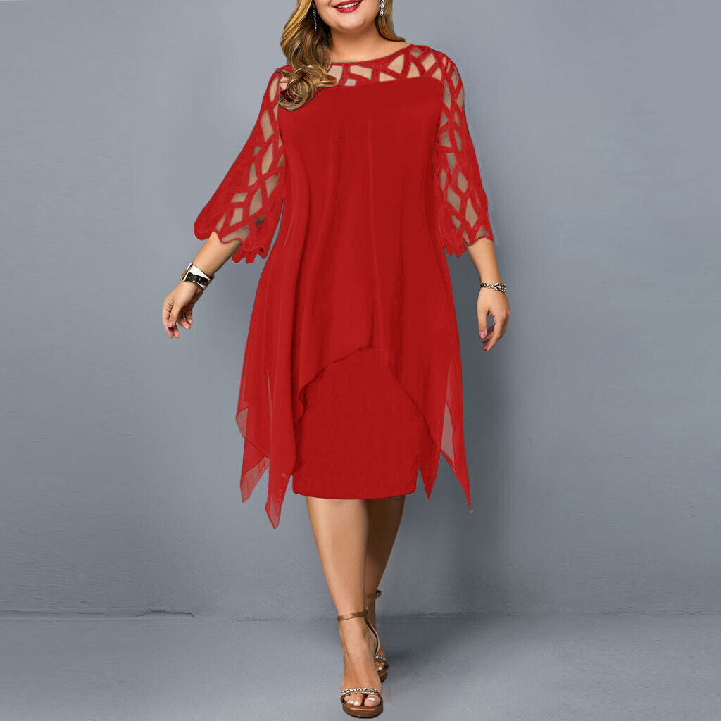 Variant image for Elegant Plus Size Midi Kjole - Flatterende Festkjole Til Bryllup og Fest-22