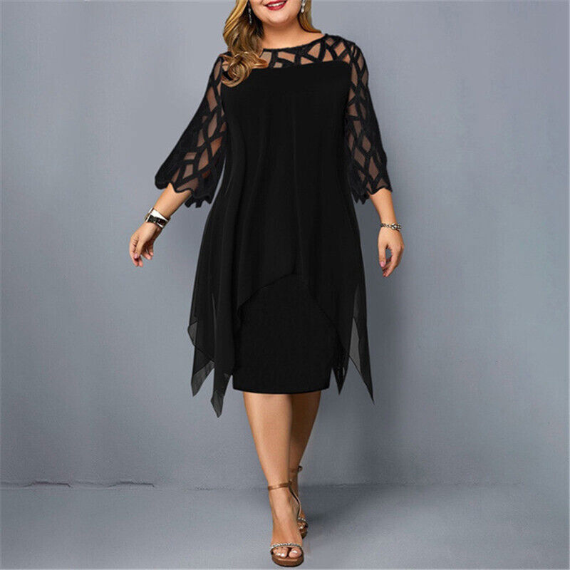 Variant image for Elegant Plus Size Midi Kjole - Flatterende Festkjole Til Bryllup og Fest-15