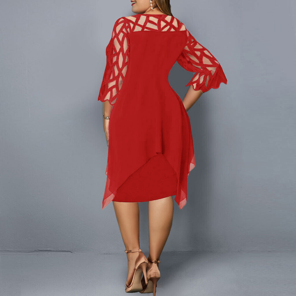 Elegant Plus Size Midi Kjole - Flatterende Festkjole Til Bryllup og Fest-6