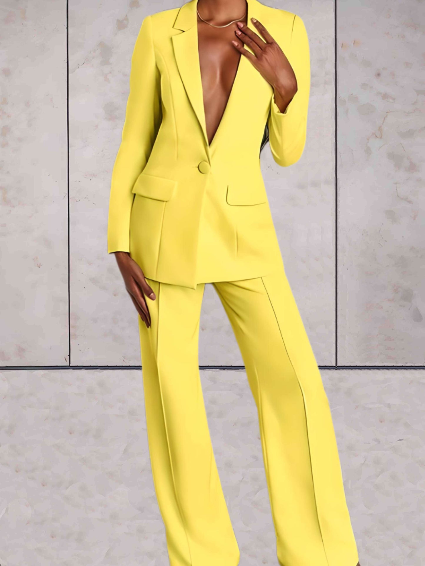 Variant image for Elegant Blazer Sæt Dame - Formelt Business Blazer & Brede Bukser Sæt-1