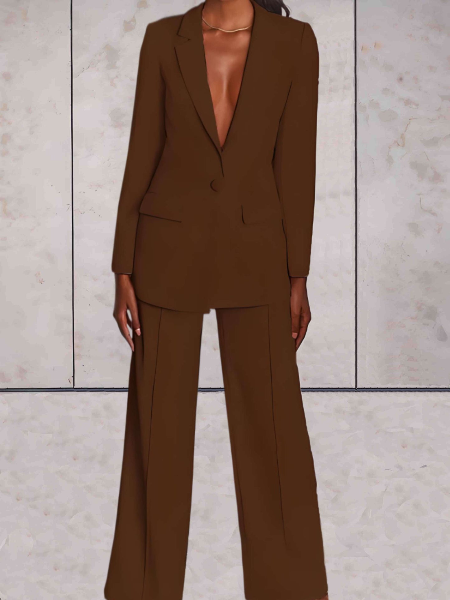 Sarah - Elegant Blazer Sæt Dame - Formelt Business Blazer & Brede Bukser Sæt