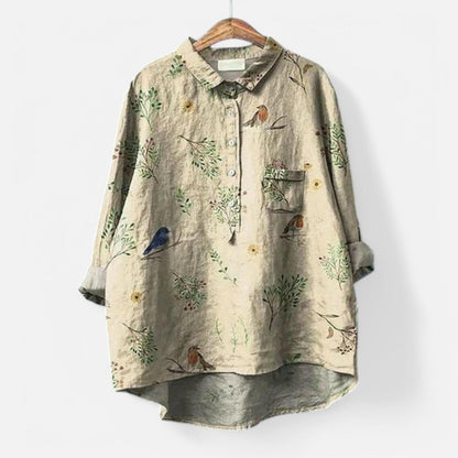 Kiara - Elegant Blomstret Bluse med Løs Pasform til Enhver Anledning