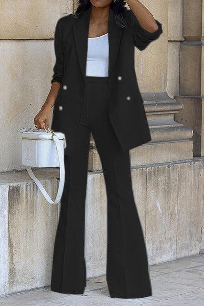 Variant image for Elegant To-delt Blazer Sæt Dame med Dobbelte Knapper og Flatterende Design-7